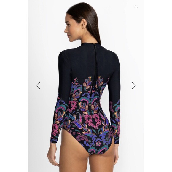 Johnny Was Fatima Cross Over Neck Surf One Piece Swimsuit Rash Guard Small - Picture 2 of 8